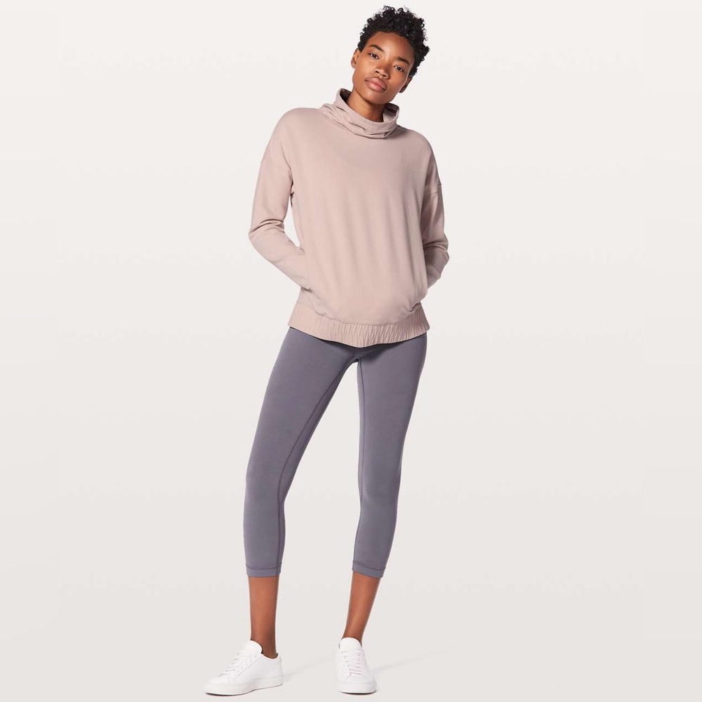Lululemon Stress Less Pullover Porcelain Pink Sweatshirt Cowl 10 Large - Picture 4 of 7